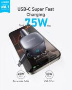 Anker Nano 75W Car Charger with Built-in Retractable USB-C Cable - Image 2
