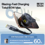 Baseus PrimeTrip VR2 30W Car Charger with Retractable Type-C Cable - Image 2
