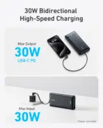 Anker Nano 30W 20000mAh Power Bank with Built-In USB-C Cable - A1387 - Image 5