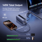 Baseus EnerGeek GR11 145W 20000mAh Power Bank with Retractable Cable - Image 4
