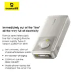 Baseus NOMOS 65W 20000mAh Power Bank with Built-in Type-C Cable - Image 7