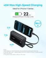 Anker Zolo 45W 20000 Power Bank with Dual Built-in USB-C Cables - A110M - Image 3
