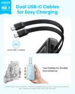 Anker Zolo 45W 20000 Power Bank with Dual Built-in USB-C Cables - A110M - Image 4
