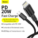 Baseus 20W High Density Braided Type-C to Lightning Data Cable - 1M - Image 2