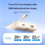 UGREEN PB526 20W 10000mAh Power Bank with Built-in Cable – 55366 - Image 2